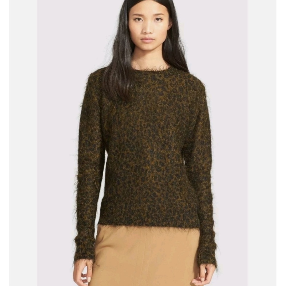 A.L.C. Boy Metallic Leopard Fuzzy Mohair Blend Sweater M